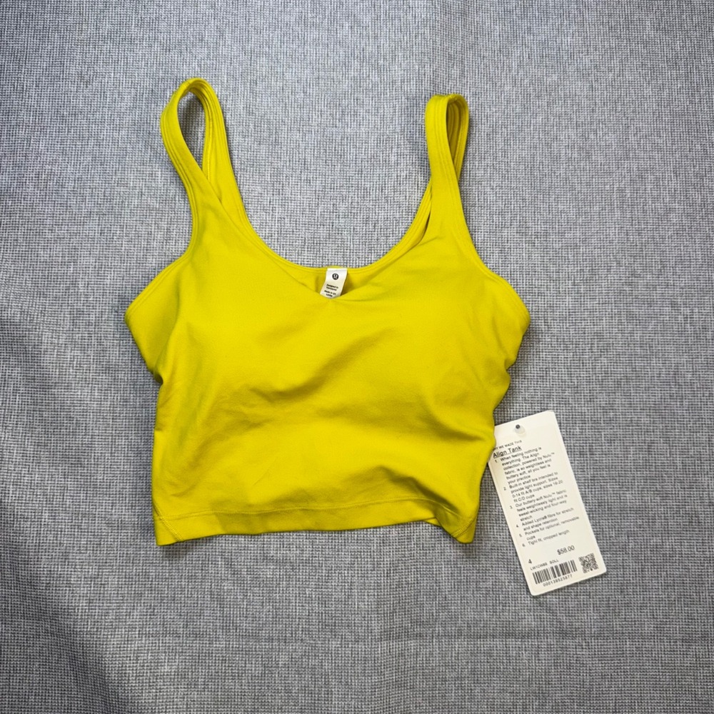 Lululemon Align Tank Top Solar Flare Yellow Nulu Cropped Yoga Bra Top LW1CW8S 4